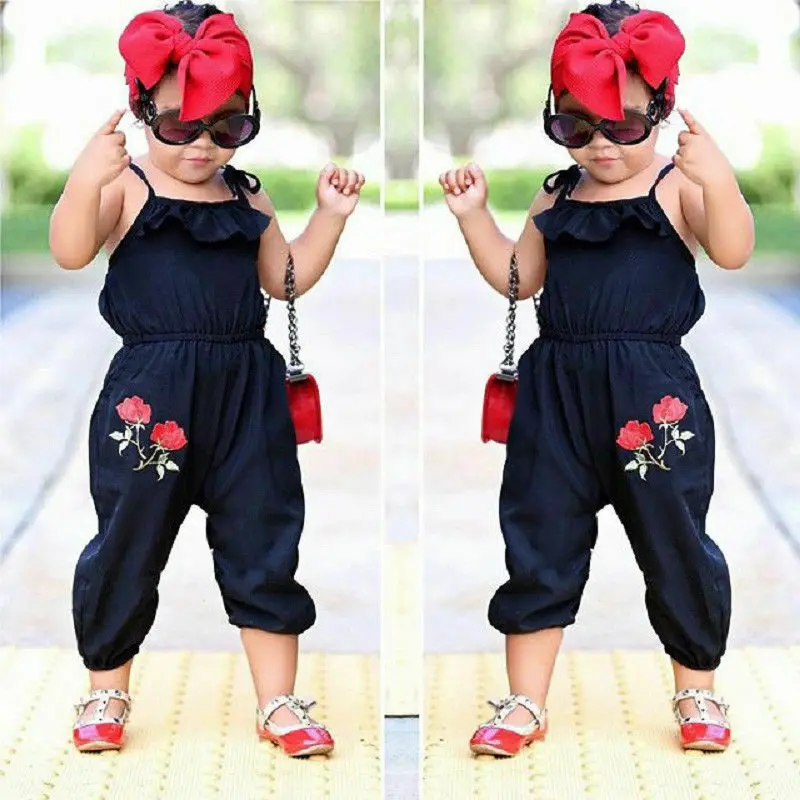 

Free shipping Toddler Kids Baby Girls Strap Flowers Romper Jumpsuit Playsuit Outfit