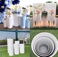 round 5pcs risers white dessert iron cylinder plinth display party pedestal wedding decorations