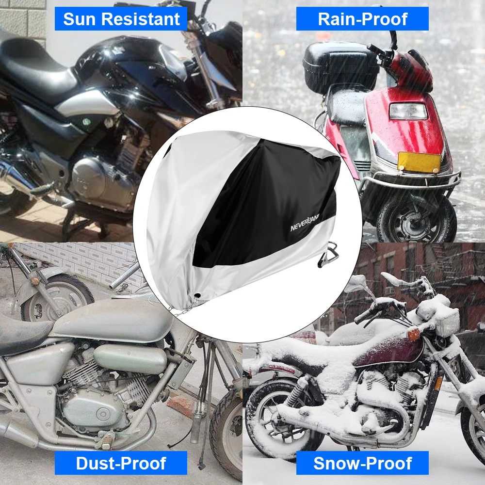 190t motorcycle waterproof cover outdoor silver uv sun protector scooter all season rain dust proof covers xxxl xxl xl free global shipping