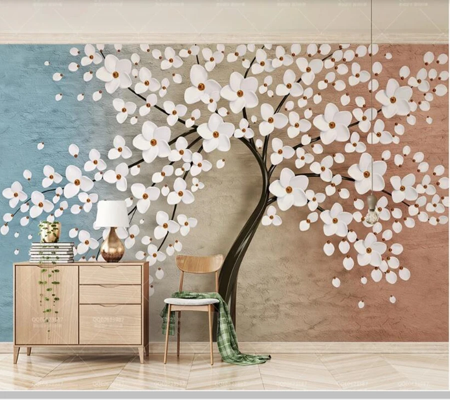 

Papel de pared 3d stereo a flowering tree modern abstract wallpaper mural,living room children bedroom wall paper home decor