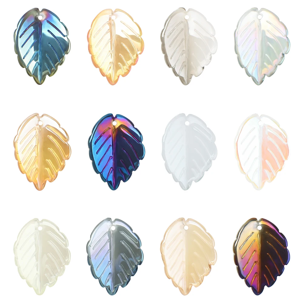 

20Pcs Czech Glazed Glass Petals Leaves Beads 17*24MM Tea Leaf Shape For DIY Making Jewelry Necklace Handmade Hairpin Accessories