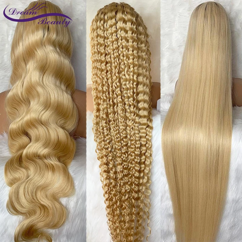 #613 Blonde Human Hair Wigs 180% Density Straight/Body Wave/Curly Brazilian Remy Lace Front Human Hair Wigs For Women Preplucked