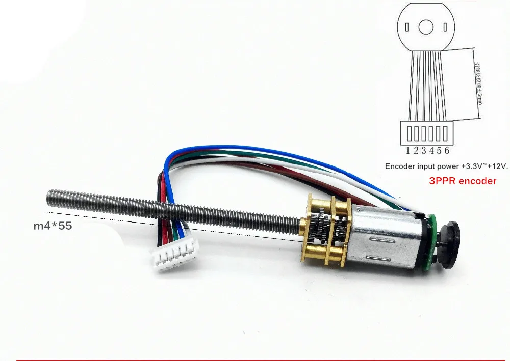 M4* 55 мм N20 винтовой вал DC мотор-редуктор 3 в 6 в 12 В Магнитный энкодер DIY Миниатюрный маленький винт DIY умная модель робот дверной замок мотор