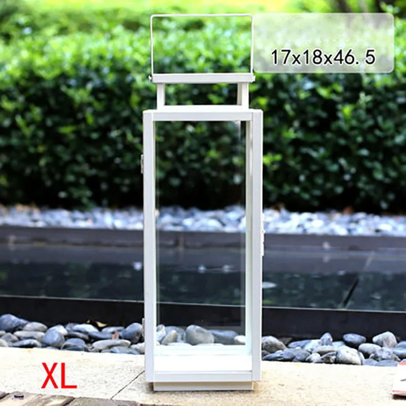 white XL Американские подсвечники изделия из кованного железа, предназначенные для использования на улице подсвечник стеклянный подсвечник Свеча фонарь лампа ветер светильник прополка Декор 50x183 - Цвет: white XL