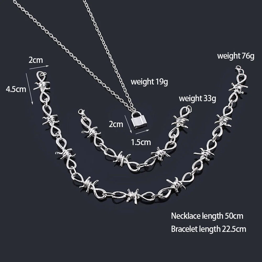 Ожерелье с шипами в стиле панк замок колючей проволокой браслет-цепочка рок