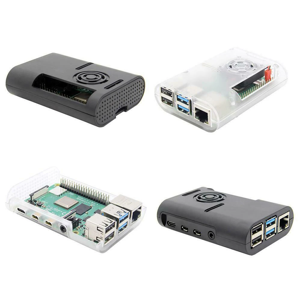 

Impact Resistant Easy Install Shelf Protective Case Durable Cover Housing ABS Support Cooling Fan For Raspberry Pi 4 Model B
