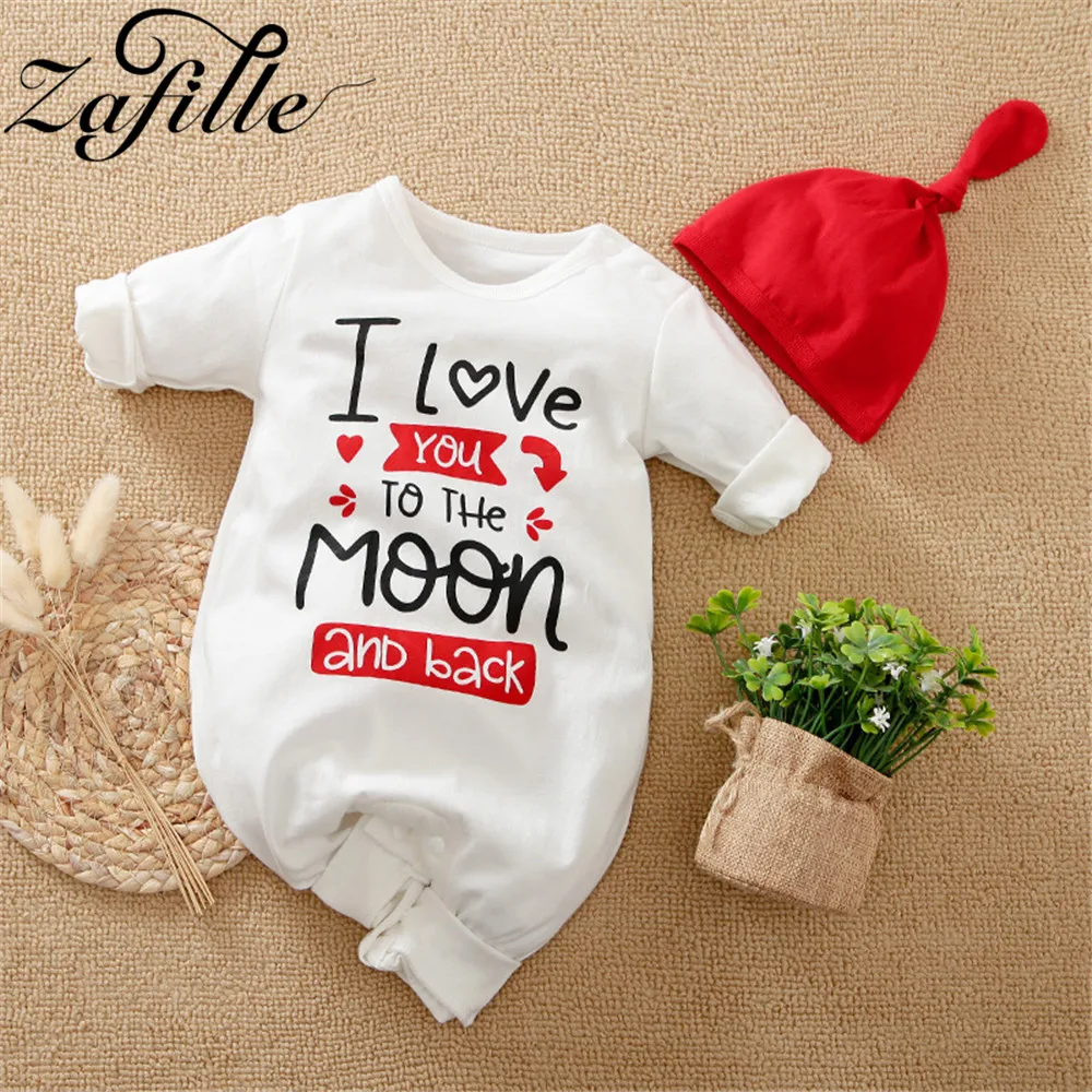 ZAFILLE Love Mom (Я люблю маму) и папы ребёнка Комбинезон Шапки Одежда для маленьких