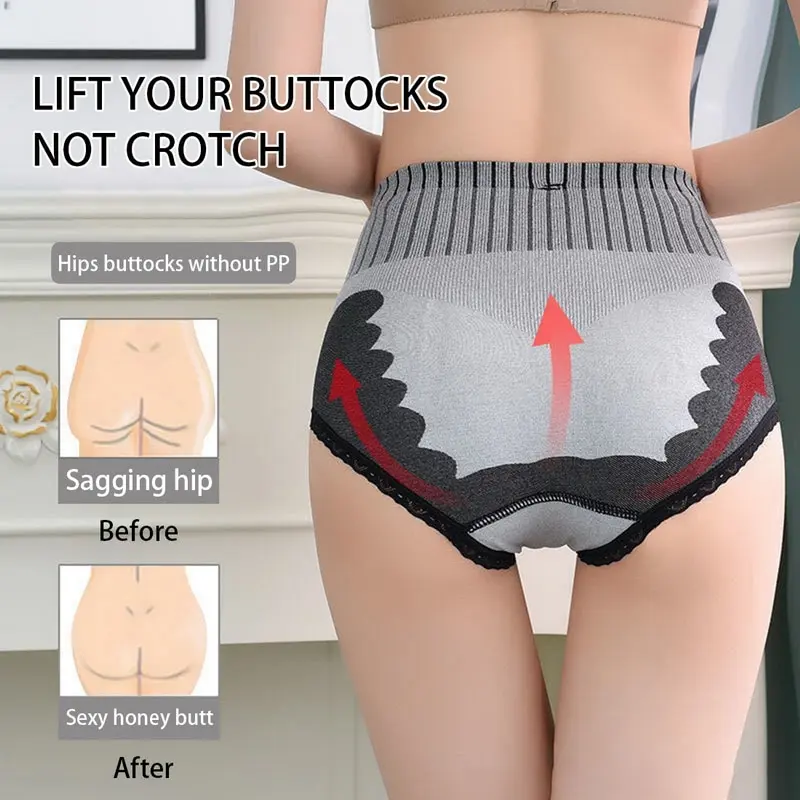 

Lace Antibacterial Abdomen Female Underwear Hip Raise High Waist Seamless Cotton Crotch Breifs Women Slimming Body Shaper Brief