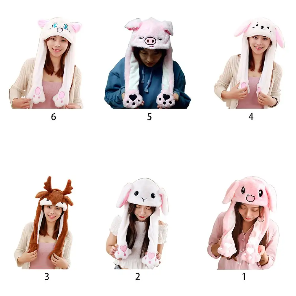 Милый кролик олень свинья животное плюшевая шляпа Kawaii подушка безопасности