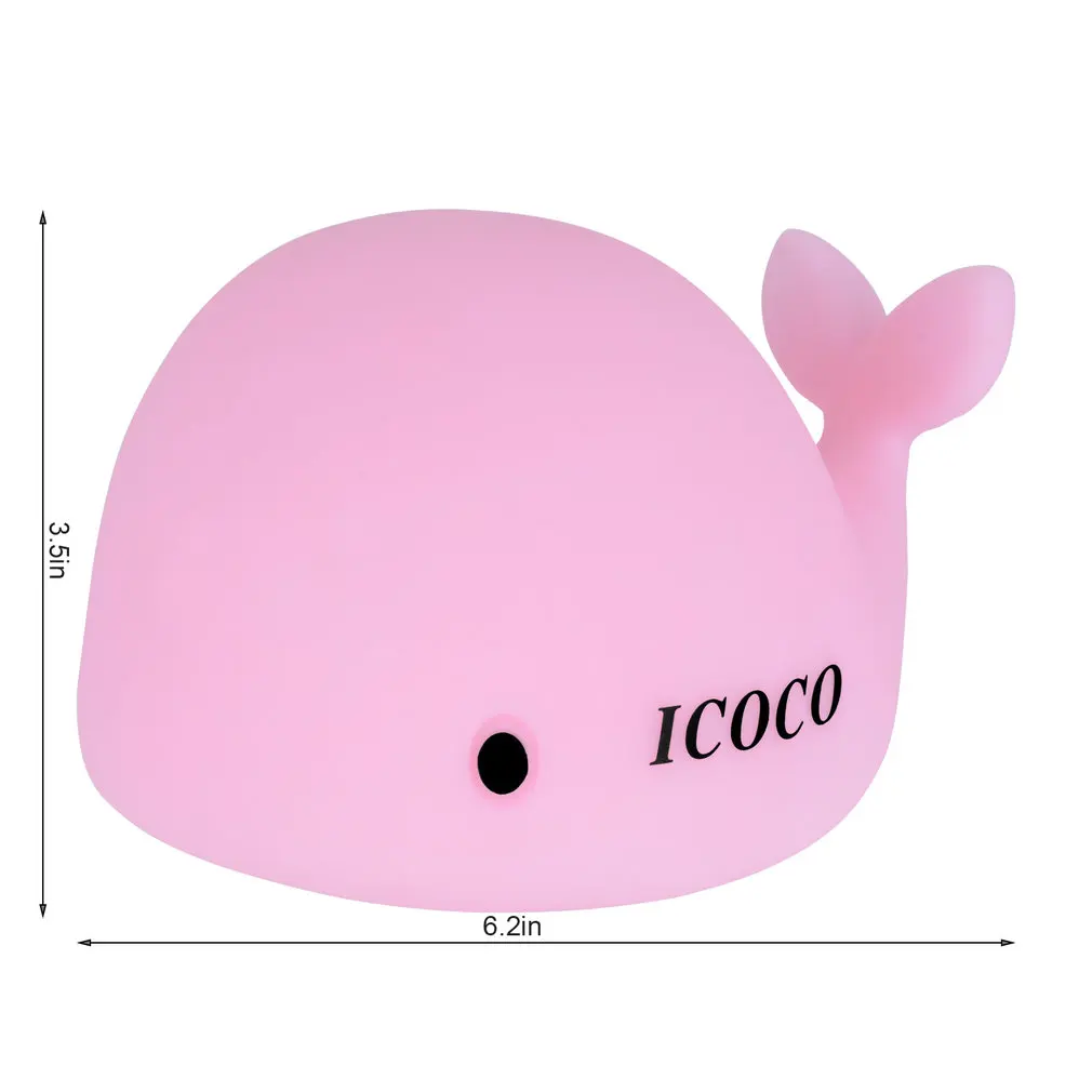 

ICOCO Cute Soft Silicone Dolphin LED Baby Children Clap Night Light Changeable Colors USB Rechargeable Sensitive Tap Control
