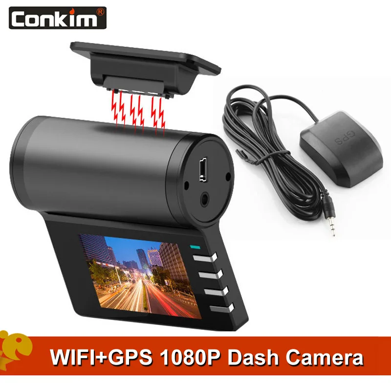Conkim DVR видеорегистратор G200 + 1080P Full HD Wifi GPS камера Автомобильный Novatek чипы 170