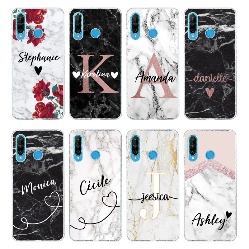 Индивидуальный персонализированный мраморный чехол для Huawei Honor Mate 10 20 Nova P20 P30 P40 P