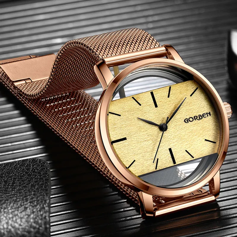 

Мужские кварцевые часы с квадратным циферблатом, простые деловые часы из нержавеющей стали с сетчатым ремешком, в минималистском стиле, 2020