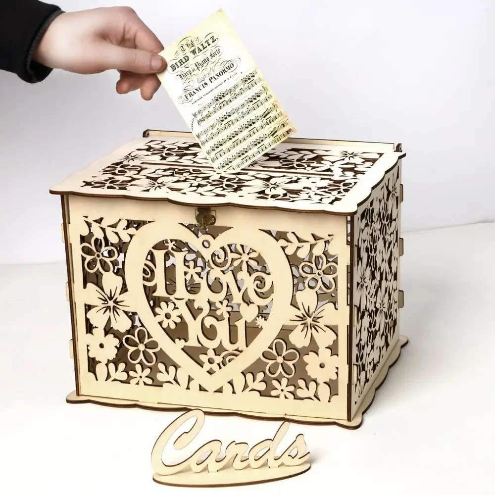 DIY wooden Mr &amp Mrs Свадебные припасы: цветы коробка для открыток деревянная надпись I