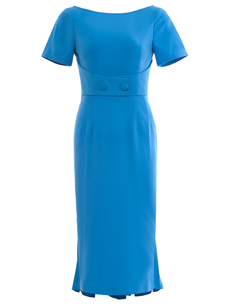 

High End Retro Hepburn Ladies' Dress 2021 Summer Straight Neck Slim Fishtail Skirt