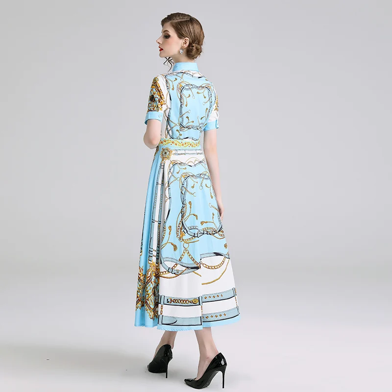 

Ladies clothing 2021 New women short-sleeved printing dress high-waisted long skirt woman dress