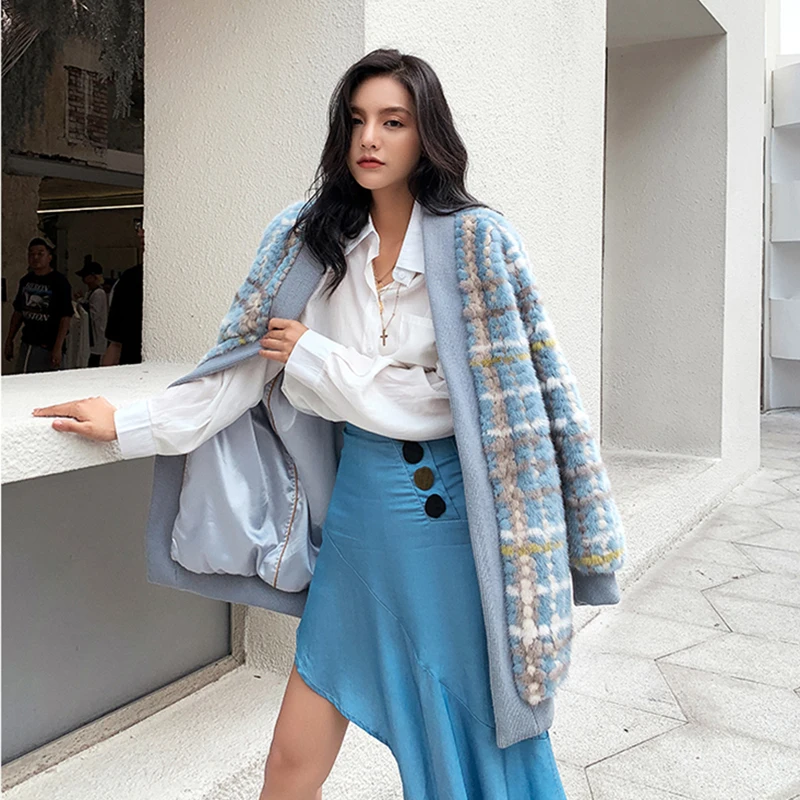 Зимняя импортная фиолетовая стандартная бархатная норковая шуба Ftangaiur 2021