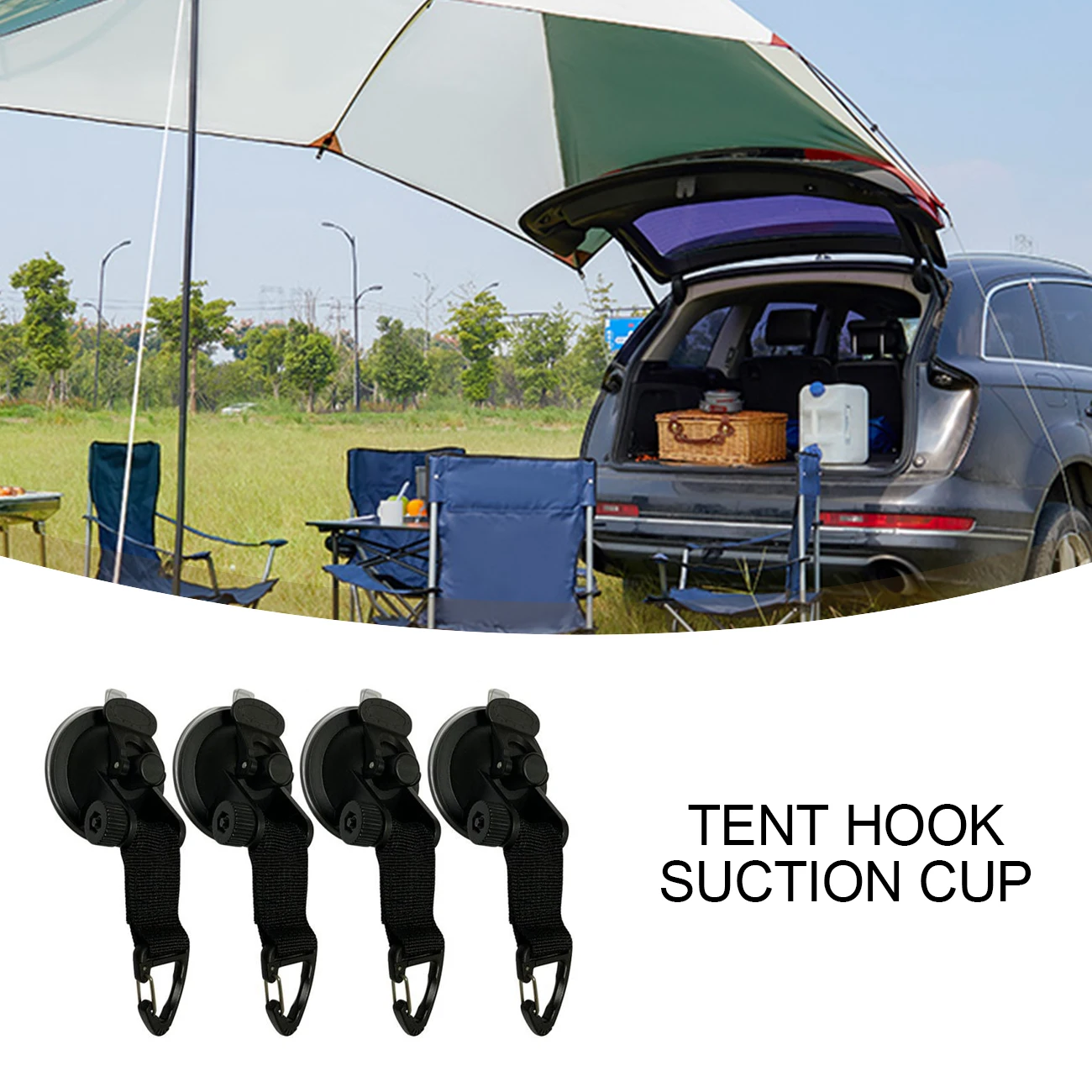 

4Pcs Suction Cup Anchor Securing Hook Tie Down Camping Tarp As Car Side Awning Pool Tarps Tents Securing Hook For Field Trip