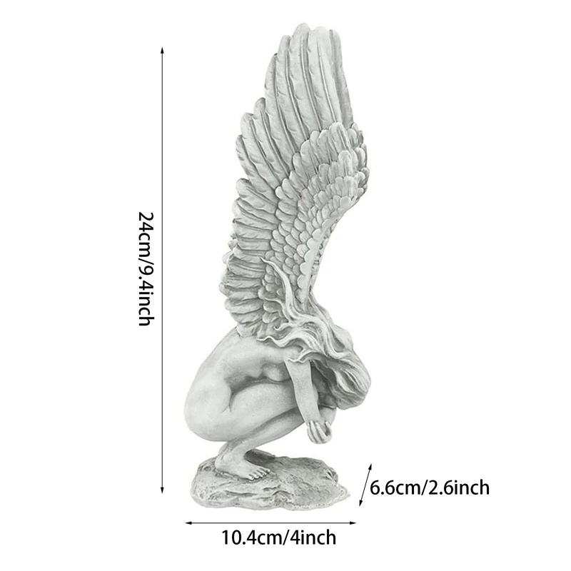 

2021 Angel Wings Statue Handicraft Home Decoration Ornaments Art Vintage Resin Angel Sculpture Crafts Outdoor Garden Figurine