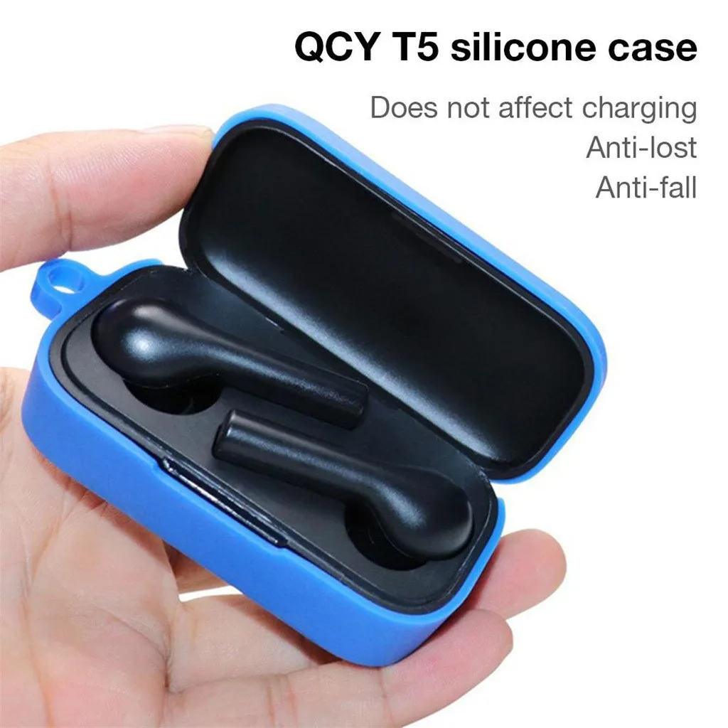 Силиконовый защитный чехол для Qcy t5 Bluetooth гарнитура с защитой от потери пряжки