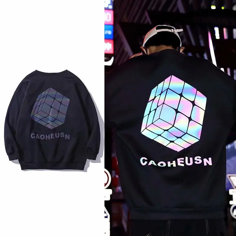 

Pullovers Men Autumn and Winter Korean Clothing Oversize Sweatshirt Men's Pullover Printing Rubik's Cube Clothes Clothing XXXL