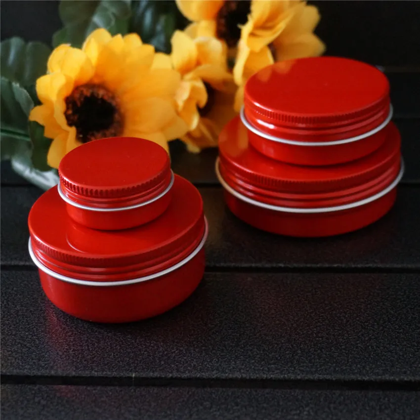 

60g 60ml Round Small Aluminum Box Metal Tin Cans Red Portable DIY Cream Refillable Jar Tea Aluminum Pot Empty Red Containers