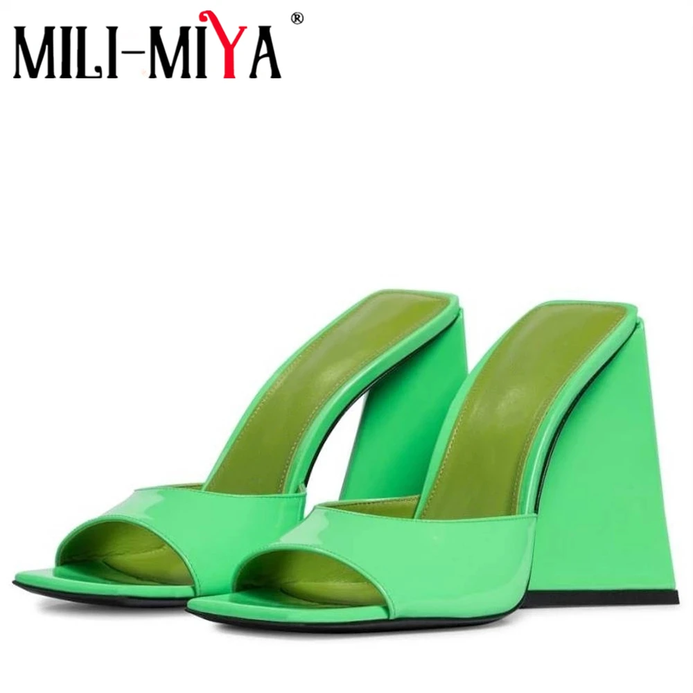 

MILI-MIYA Runway Classic Style Summer Women Slippers Fashion Thick High Heels Square Toe Gladiator Sandals Vacation Outside Shoe