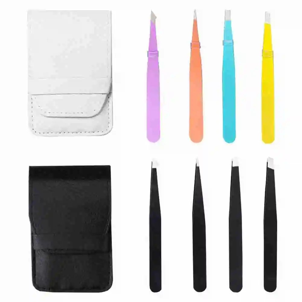 

4pcs/set Hair Removal Tweezers Stainless Steel Eyebrow Tweezers Black Tip Point Eyebrow Tweezers Face Eyebrow Makeup Beauty Tool