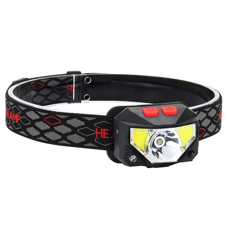 Outdoor Water Resistant Night Fishing Headlamp Red LED Super Bright Sensor USB Rechargeable Warning Wearable Lighting Headband | Спорт и