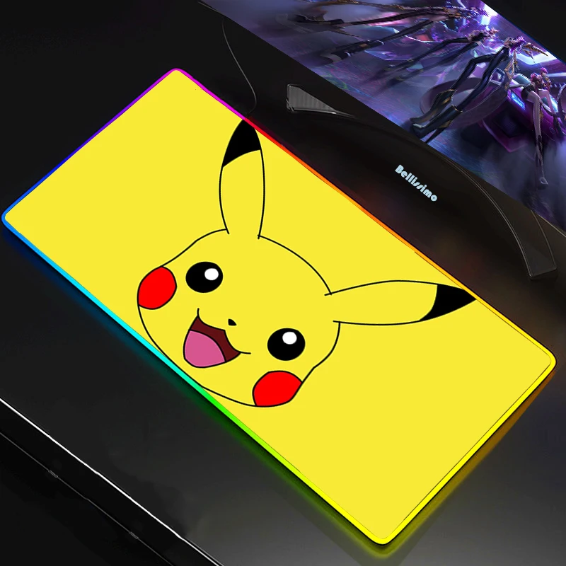 

Big Cartoon Pokemons Gaming RGB MousePad Large Locking Edge Speed PC Game Gamer LED Mouse Pad Soft Laptop Notebook Mat for CSGO