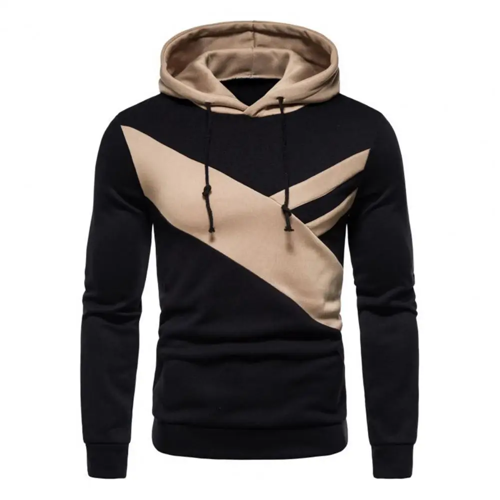 

Men Fashion Tracksuit Hoodie Contrast Colors Hat Young Wear Resistant Spring Hoodie Sweatshirt Pullover Tops for Daily Wear