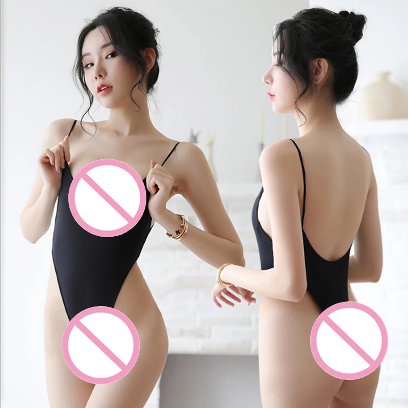 Женское Сетчатое прозрачное трико без бретелей с высоким вырезом цельное боди