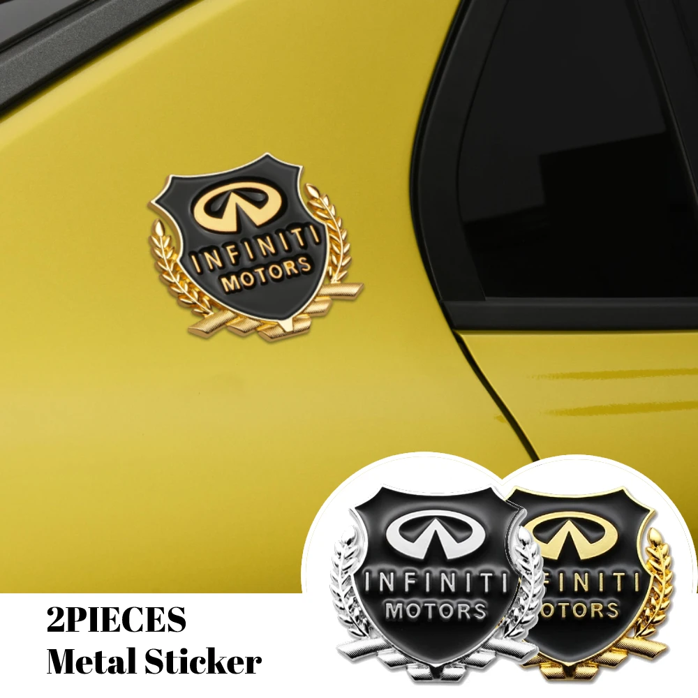 

2Pcs Car Styling Decoration Door Sticker 3D Emblem Badge Decal Metal Wheat Ear For Infiniti Fx35 S50 Q50 Fx37 Qx70 G25 Qx56 G35