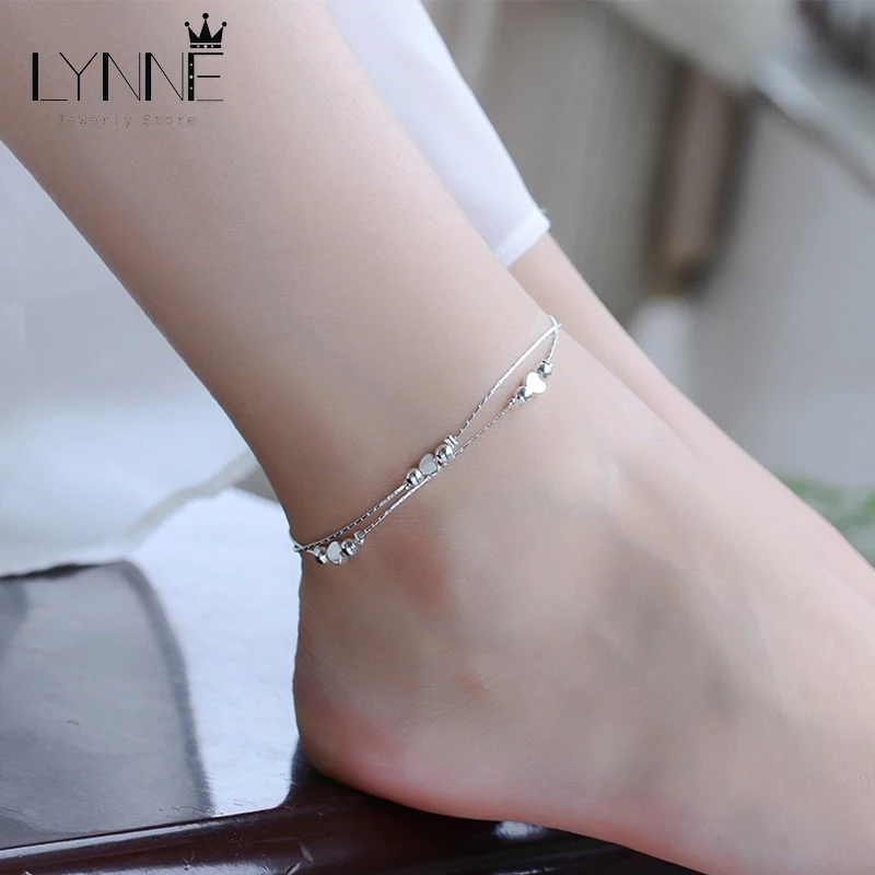 Двухслойная цепочка-ножной браслет для женщин амулет в форме сердца и звезды