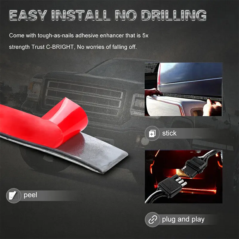 Светодиодная светильник аемая лента для задних ворот 1 2 м 48 дюймов|Система