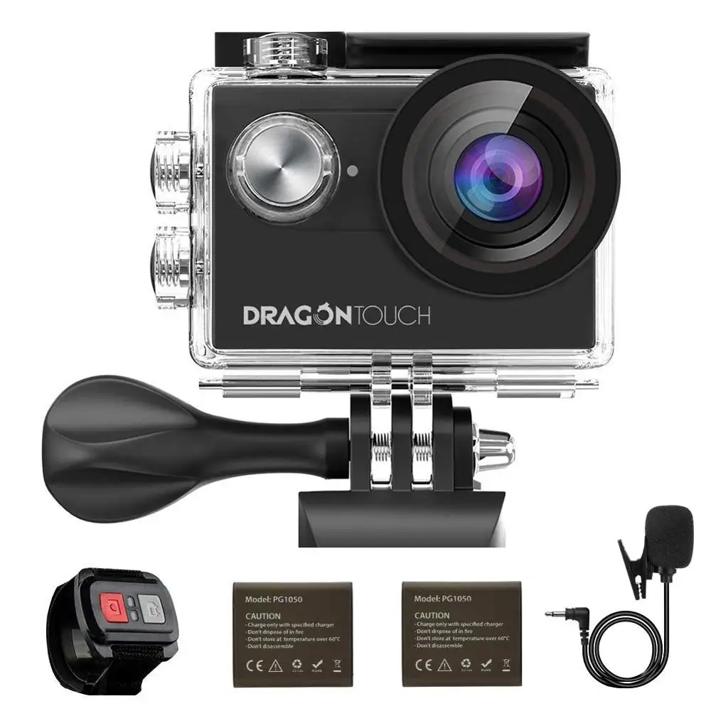 Dragon Touch 4K Экшн камера Vision 4 EIS 16MP WiFi подводная с дистанционным управлением