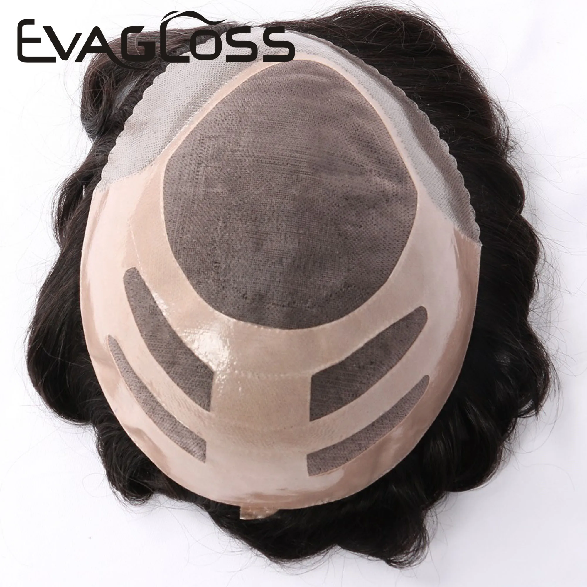 Мужской парик EVAGLOSS тонкий моно кружевной из натуральных волос ручной работы