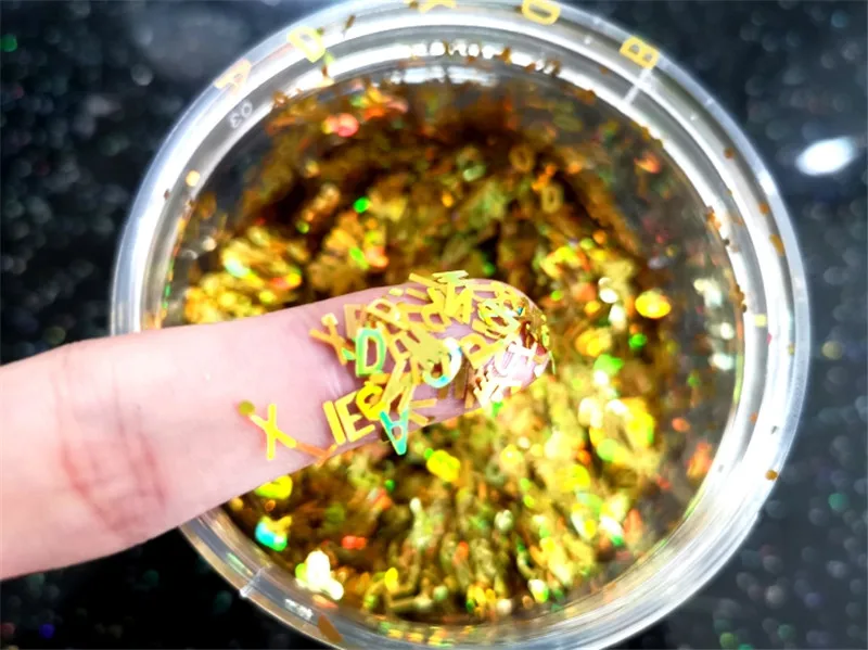 Ультратонкие Блестки для ногтей в форме букв 4 мм блестки лазерные экологически