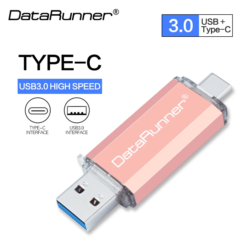 DataRunner USB флеш накопитель 2 в 1 OTG USB3.0 и type C 32 Гб 64 128 ГБ 256 512 Флешка для системы Android C|USB