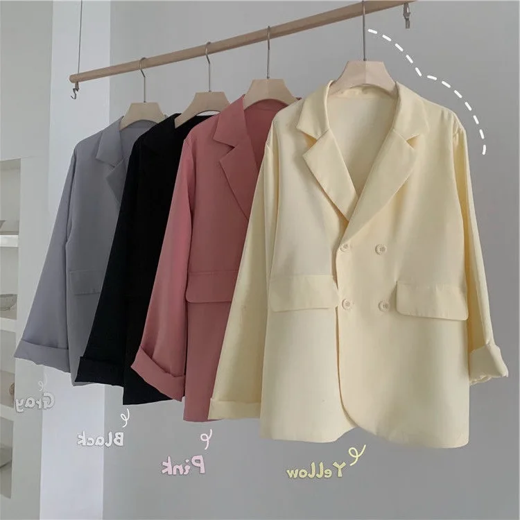 

Pink Casual All-Match Suit Jacket Women's New Draping Summer Thin Temperament Small Size Suit