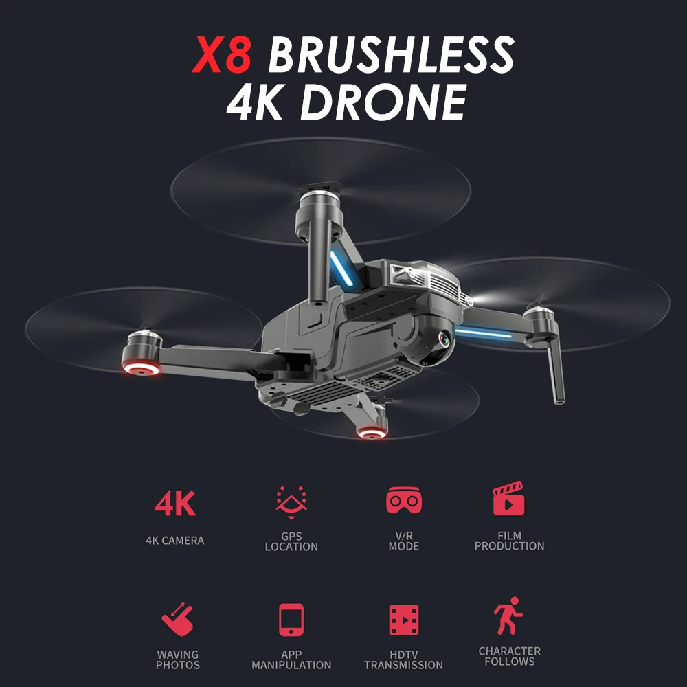CSJ-X8 бесщеточный Радиоуправляемый Дрон с камерой 4K Дрон gps жесты Фото Видео Радиоуправляемый квадрокоптер вертолет 2/3 батареи Портативная сумка
