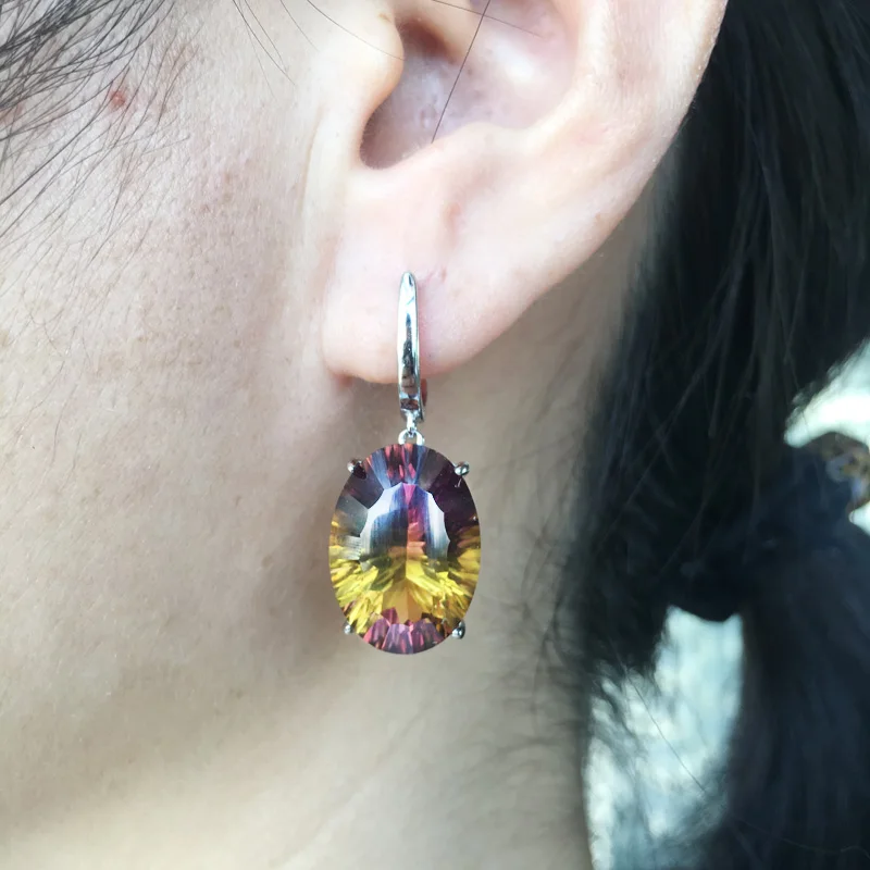 Женские серьги с крупным камнем CSJ элегантные из стерлингового серебра 925 пробы