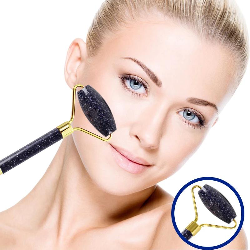 Ролик для лица темно синего кварца из нефрита натуральный камень