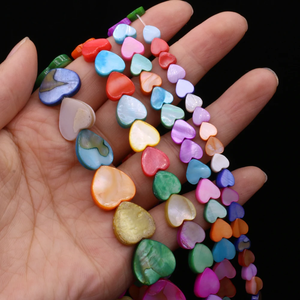

Mixed Colors Natural Shell Beads Heart Shape Mother of Pearl Loose Beads Charms For Jewelry Making DIY Accessories 15'' Strand