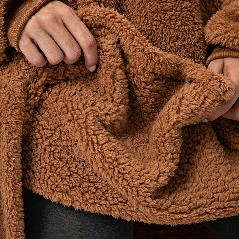 

Teddy Hoodie Sweatshirt Women Oversized Hoodies Winter Pullover Oversize Coat Half Zipper Blanket With Sleeves Sudaderas
