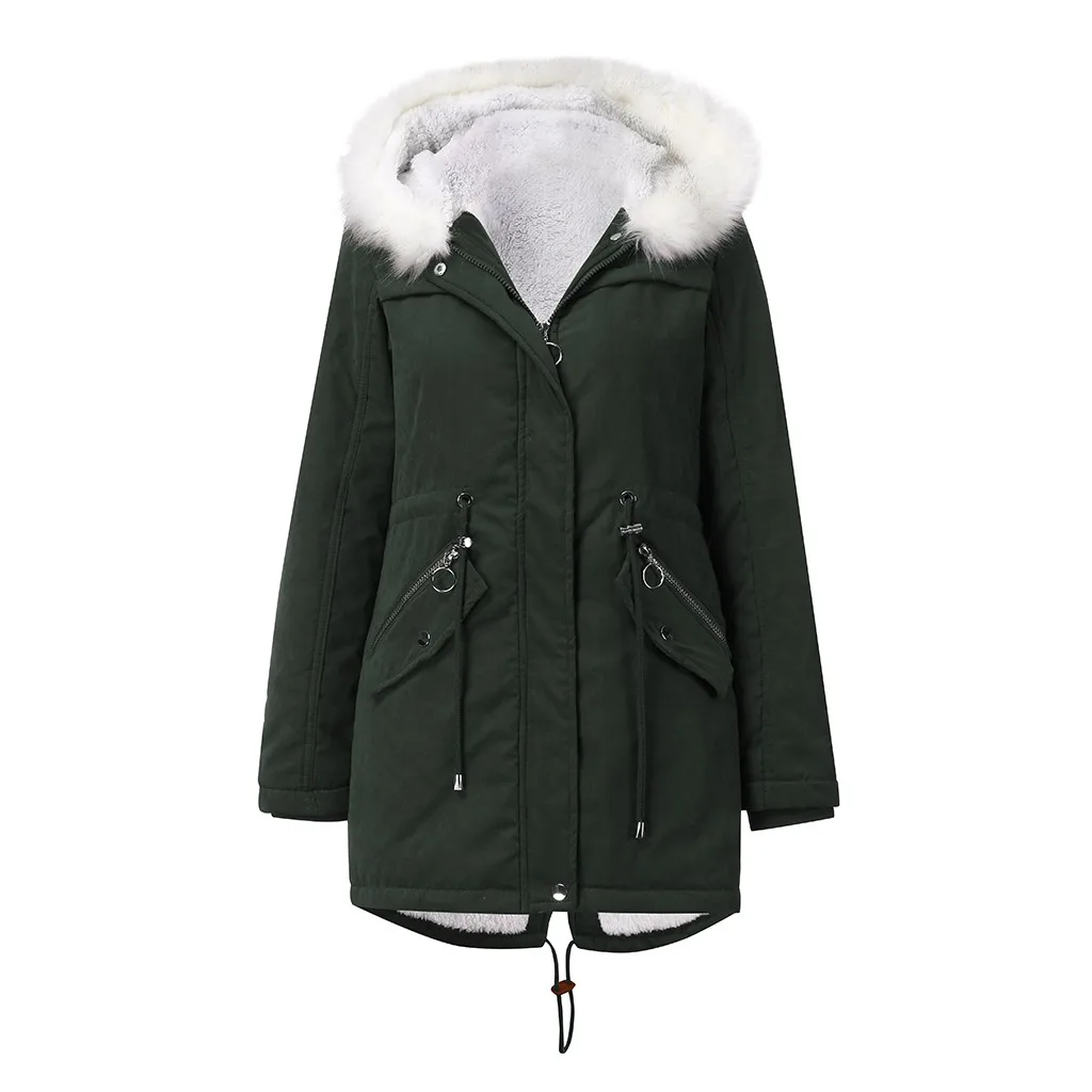 Green Зимняя парка с капюшоном, большие размеры, женское плотное зимнее пальто для девочек, хлопковая куртка, модное длинное пальто, уличная Женская однотонная женская верхняя одежда# G30 - Цвет: Green
