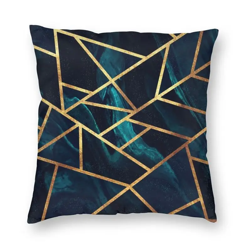 Современный абстрактный геометрический темно-синий наволочка с золотыми