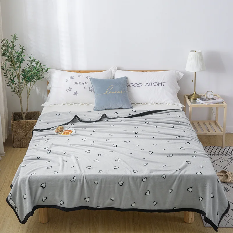 

Soft Warm Coral Fleece Blanket Winter Sheet Bedspread Sofa Plaid Throw 280Gsm Mechanical Wash Flannel Blankets