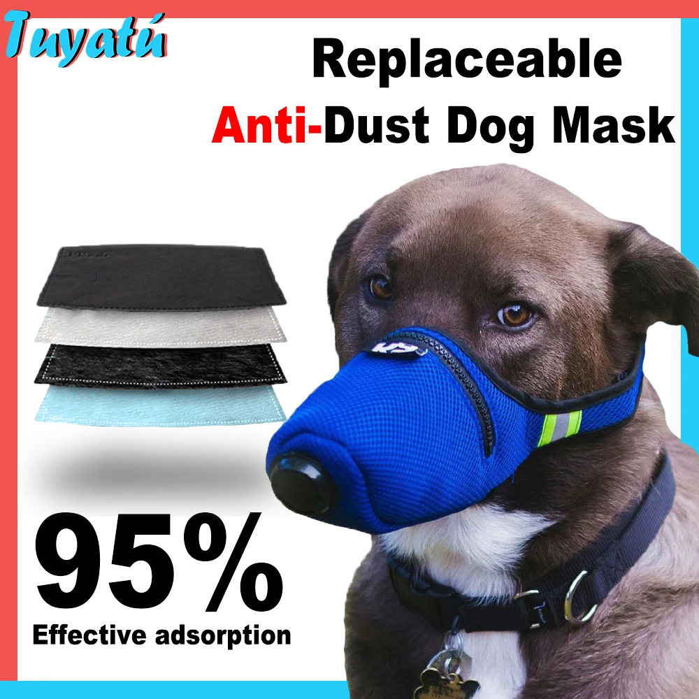 Заменяемая фильтрующая маска для собак Respirator Anti Dust PM2.5 Puppy Guard Mask Large Small Protective Muzzle.