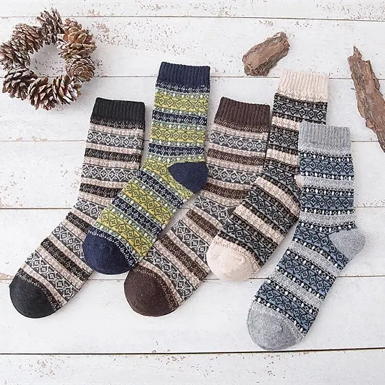 5 Pairs/Lot Men Wool Cotton Socks Middle Tube Breathable Autumn And Winter Socks High Quality Factory Wholesale
